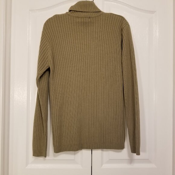 Vintage Tan Thick Knit Turtle Neck Sweater Large Muskoka Lake Heavy knit Unisex - Picture 4 of 9